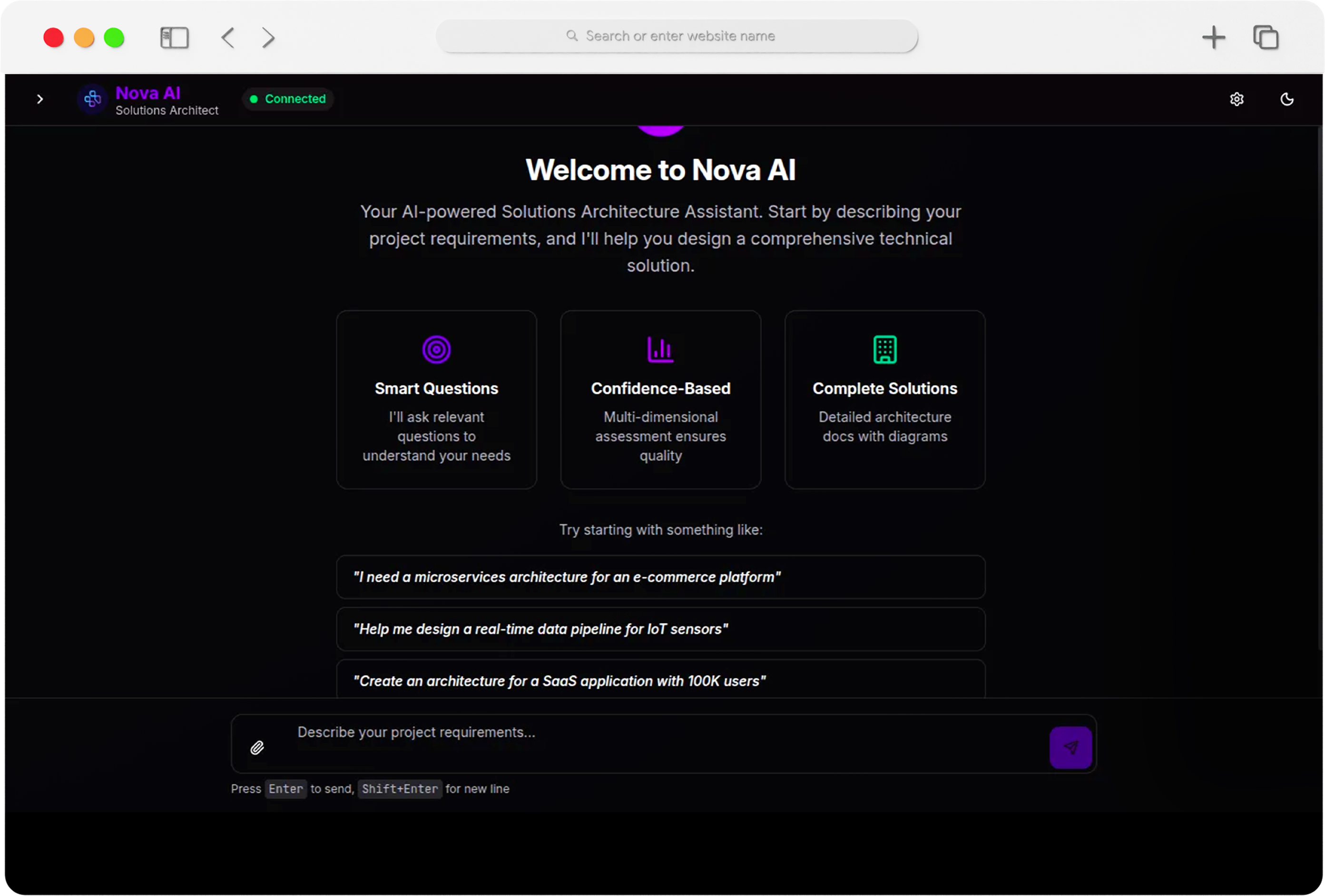 NOVA - SOLUTIONS ARCHITECT interface preview (mobile)