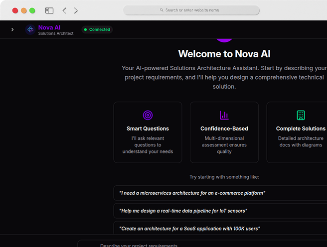 NOVA - SOLUTIONS ARCHITECT interface preview