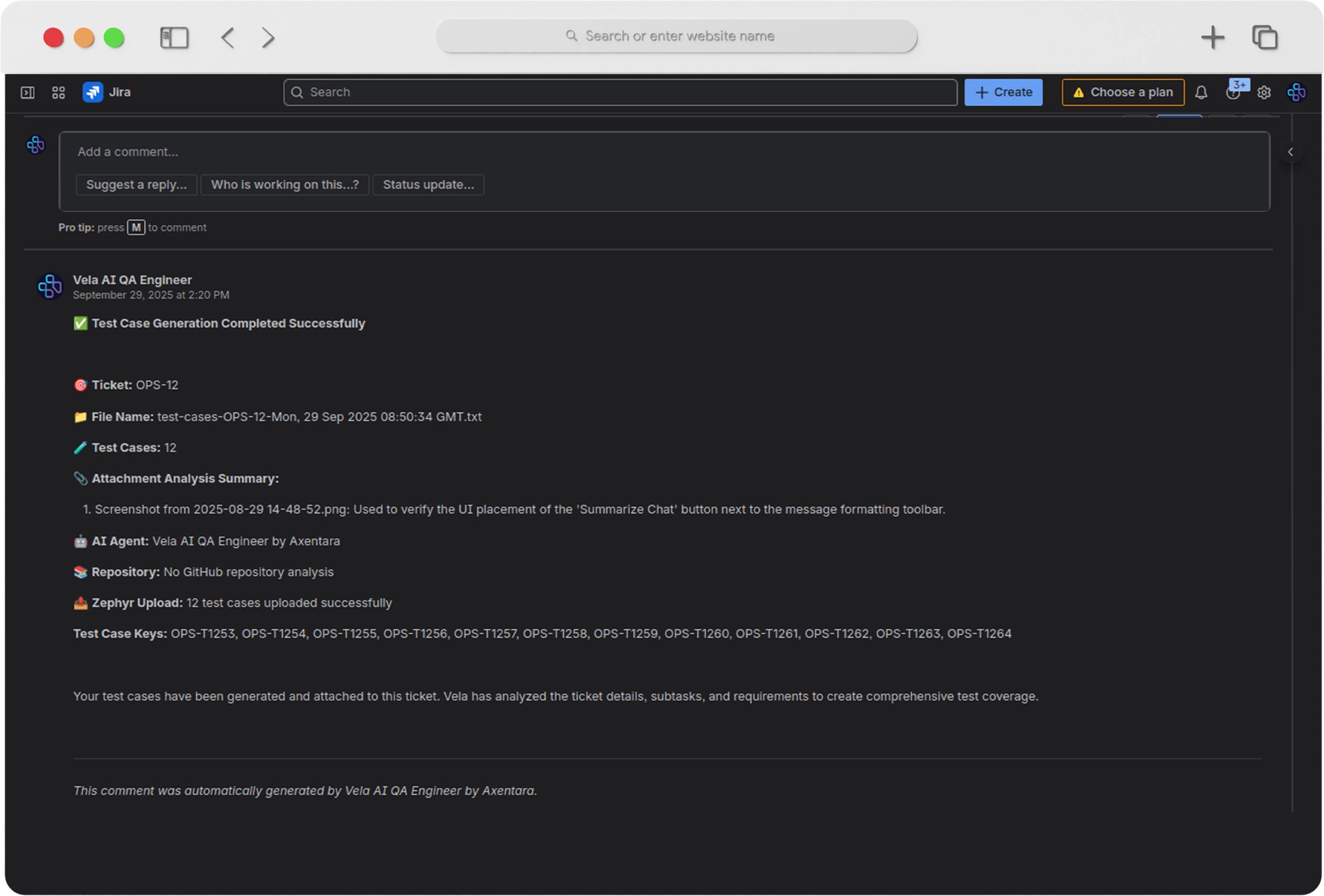 VELA - QA ENGINEER interface preview (mobile)